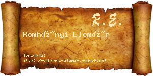 Romhányi Elemér névjegykártya